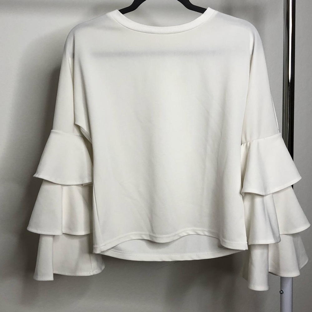 Frill Tiered Fluted Sleeve Top